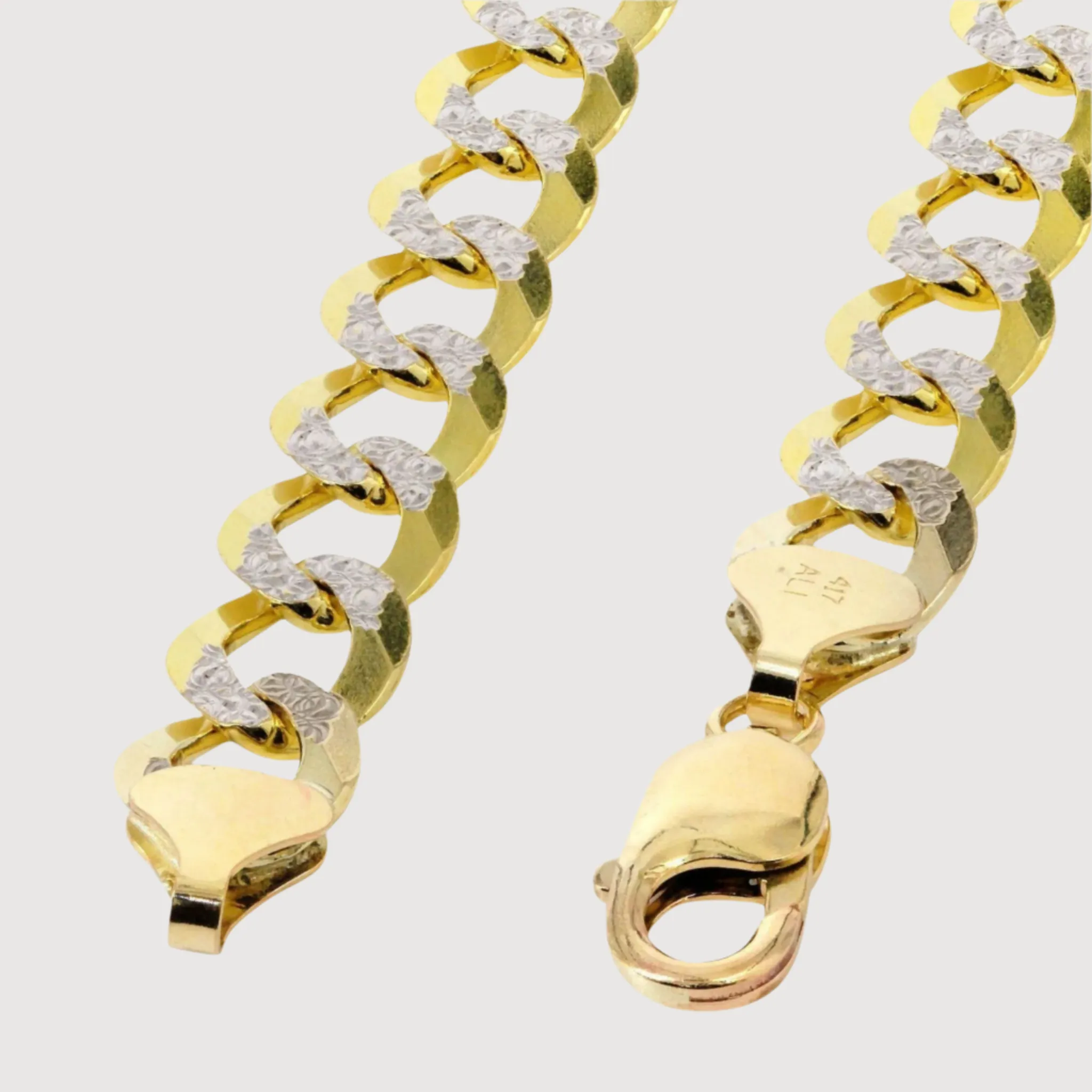 7mm - 13mm Pavé Curb Link Chain - Solid Yellow Gold