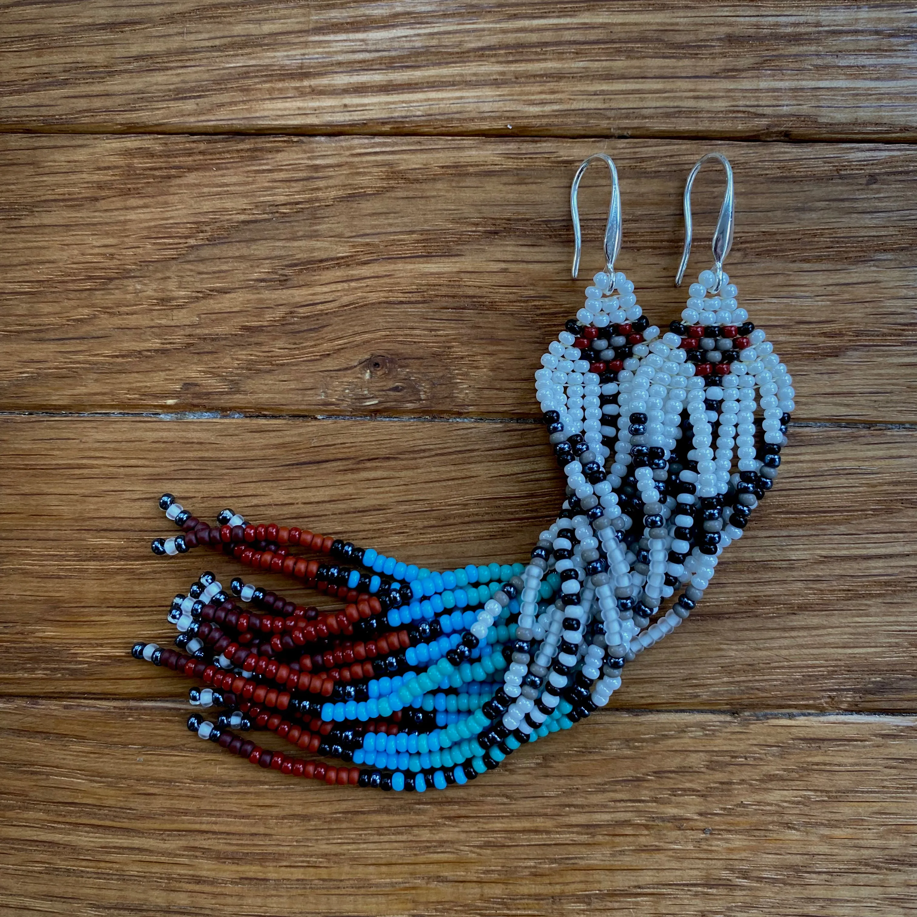 Handmade seed beaded Indigenous Earrings, Native inspired