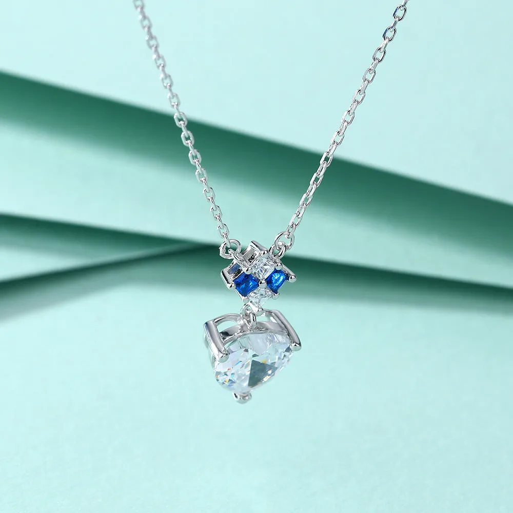 Heart Shape Zircon Pendant Silver Necklace for Women