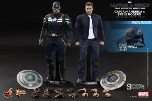 Hot Toys 1/6 Captain America and Steve Rogers Sixth Scale Winter Soldier Figure Set MMS243