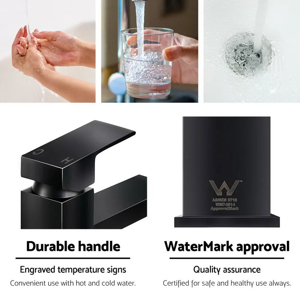 Matte Black Bathroom Basin Mixer Tap - Durable Brass - Cefito