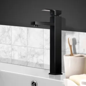 Matte Black Bathroom Basin Mixer Tap - Durable Brass - Cefito