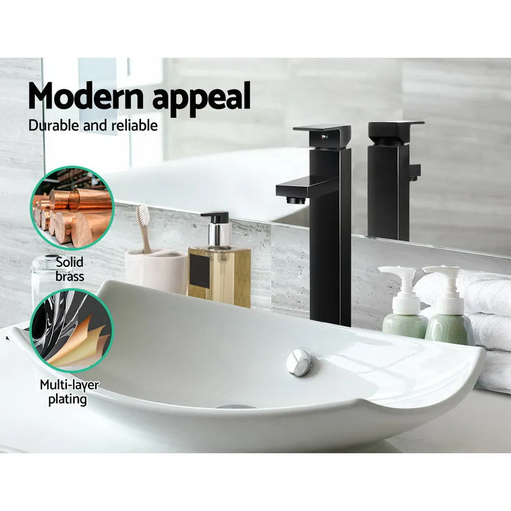 Matte Black Bathroom Basin Mixer Tap - Durable Brass - Cefito